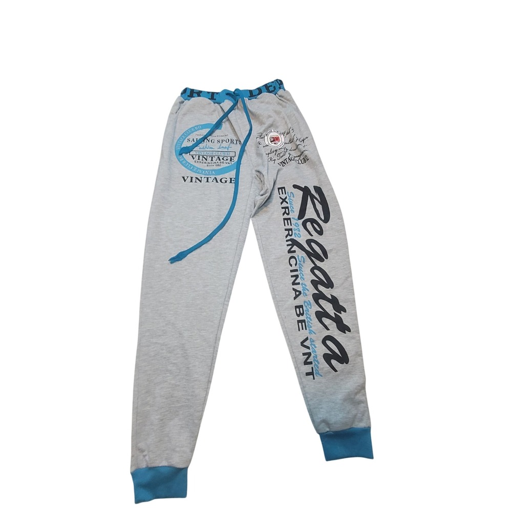 Vintage Club 82 Regatta Sailing Sports Sweatpants Gray Blue Graphic